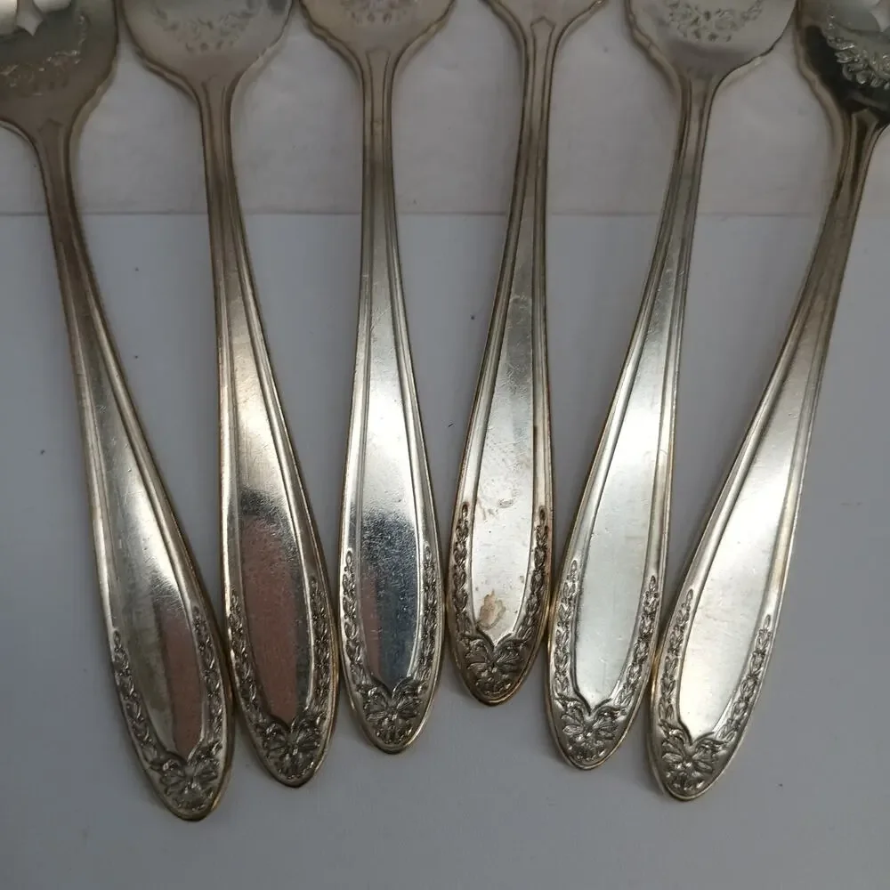 6X SF Vtg Oneida Community Bridal Wreath Silver Plate Salad Forks Silverplate